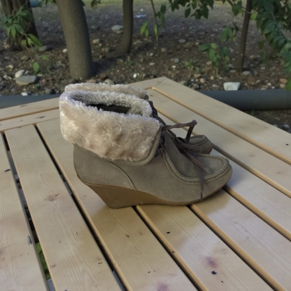 Women's Faux Fur Lined Wedge Ankle Boots Sonoma Size 8